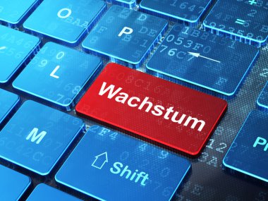 Ekonomi kavramı: Wachstum(german) bilgisayar klavye adam üzerinde