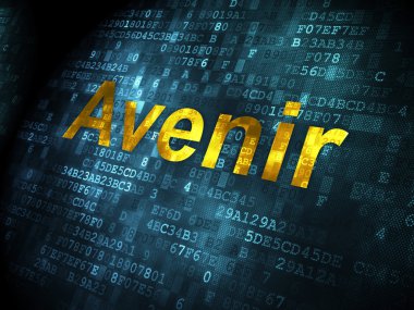 Zaman kavramı: Avenir(french) dijital arka plan üzerinde