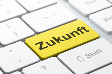 Zaman çizelgesi kavramı: Zukunft(german) bilgisayar klavye adam üzerinde