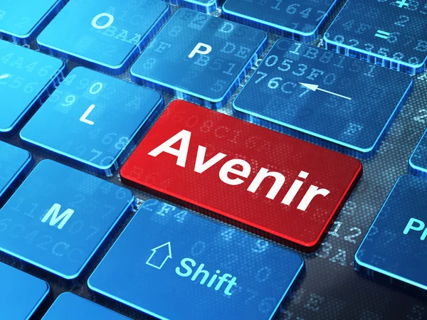 Ajan käsite: Avenir (ranskalainen) tietokoneen näppäimistön taustalla — kuvapankkivalokuva