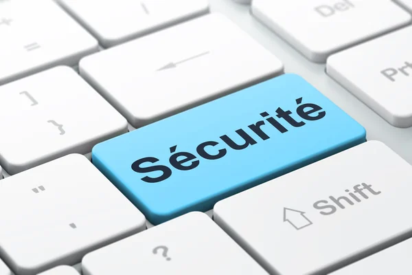 Concept de confidentialité : Securite (français) sur backgroun clavier d'ordinateur — Photo