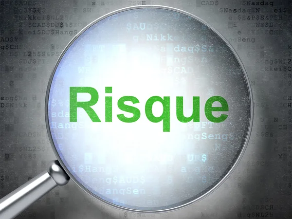 Finance concept: Risque(french) with optical glass on digital ba — Stock Photo, Image