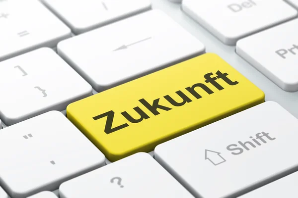 Conceito da linha do tempo: Zukunft (alemão) no backgroun do teclado do computador — Fotografia de Stock