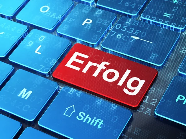 Financiën concept: Erfolg(german) op computer toetsenbord achtergrond — Stockfoto