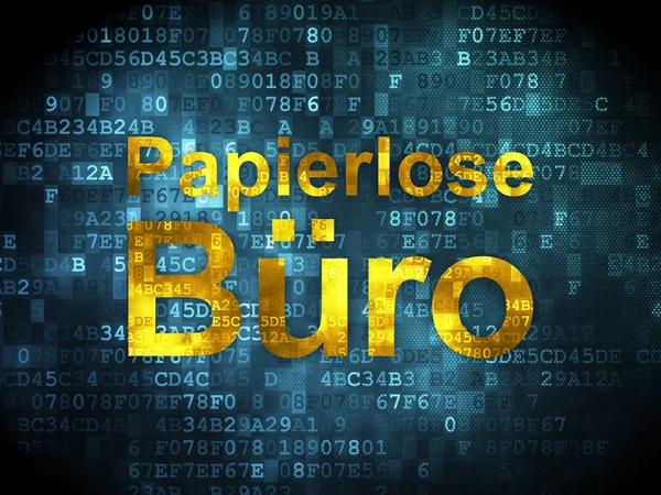 Conceito de negócio: Papierlose Buro (alemão) em fundo digital — Fotografia de Stock