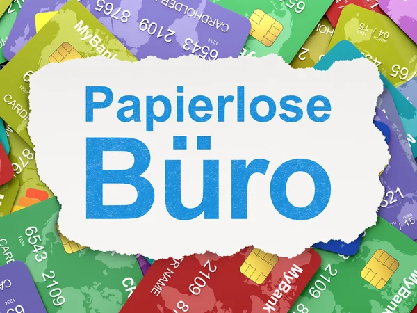 Concepto de negocio: Papierlose Buro (alemán) en el backgro de tarjeta de crédito —  Fotos de Stock