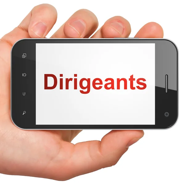 Conceito de negócio: Dirigeants (francês) no smartphone — Fotografia de Stock
