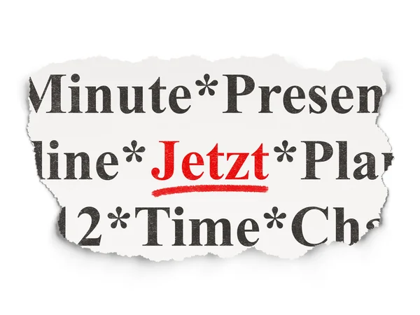 Concept de chronologie : Jetzt (allemand) sur fond de papier — Photo