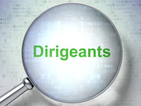 Finance concept: Dirigeants(french) with optical glass on digita — Stock Photo, Image