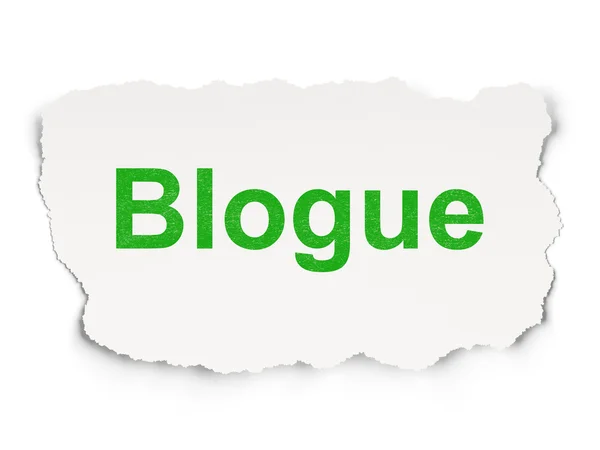 Web 发展理念: Blogue(french) 纸张背景上 — 图库照片