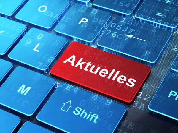 Conceito de notícias: Aktuelles (alemão) no fundo do teclado do computador — Fotografia de Stock