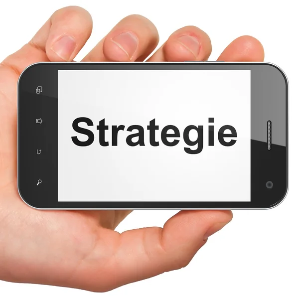 Concepto de negocio: Estrategia (alemán) en smartphone — Foto de Stock