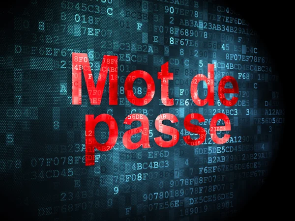 Suojauskonsepti: Mot de Passe (ranskaksi) digitaalisella taustalla — kuvapankkivalokuva