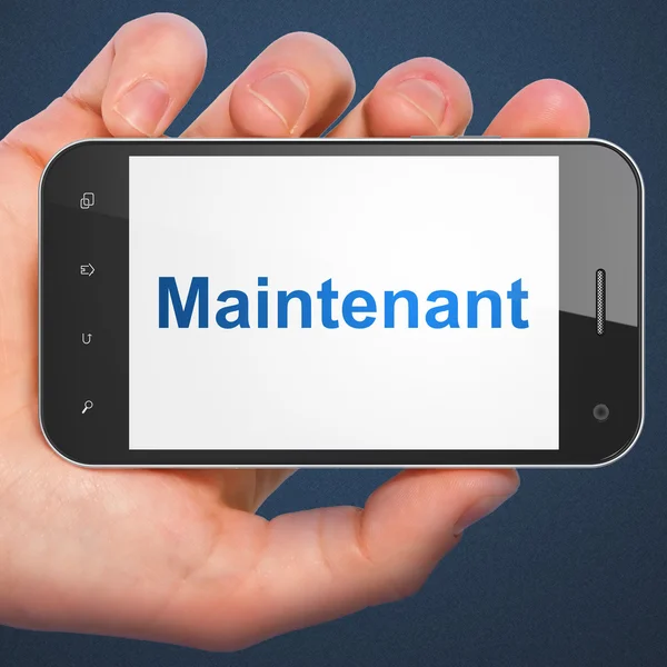 时间轴的概念: 在智能手机上的 Maintenant(french) — 图库照片