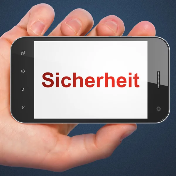 Conceito de privacidade: Sicherheit (alemão) no smartphone — Fotografia de Stock