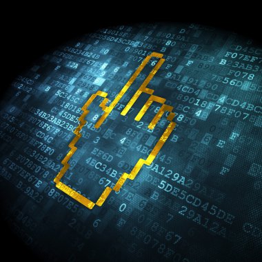 Web geliştirme kavramı: dijital arka plan üzerinde fare imleci