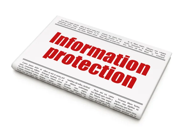 Concept d'actualités de sécurité : titre du journal Information Protection — Photo