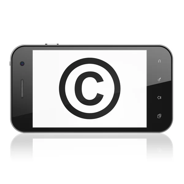 法律概念: 版权在智能手机上 — 图库照片