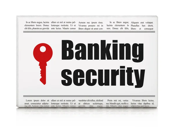 Datenschutz-Nachrichtenkonzept: Zeitung mit Banksicherheit und Schlüssel — Stockfoto