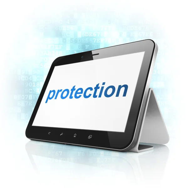 Концепция безопасности: Защита на планшетном компьютере — стоковое фото