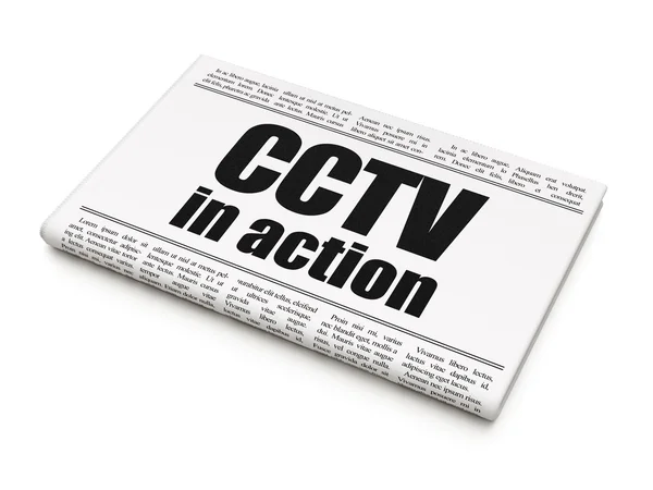 Protection news concept: newspaper headline CCTV In action — Stock Photo, Image