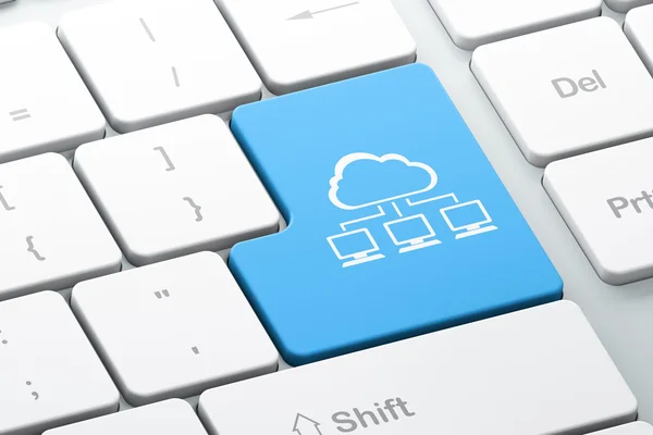 Cloud-Technologie-Konzept: Cloud-Netzwerk auf Computer-Tastatur — Stockfoto