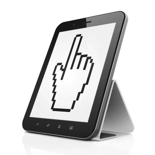 营销理念: tablet pc 计算机上的鼠标光标 — 图库照片