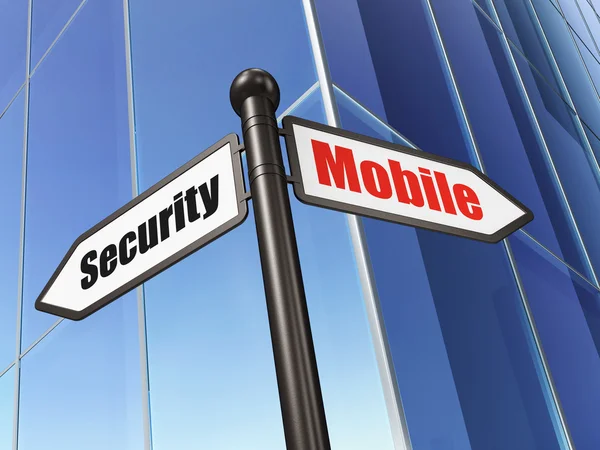 Concetto di privacy: sicurezza mobile su sfondo Building — Foto Stock