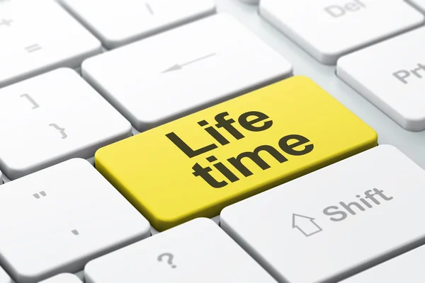 Концепція часу: Час життя на фоні клавіатури комп'ютера — стокове фото