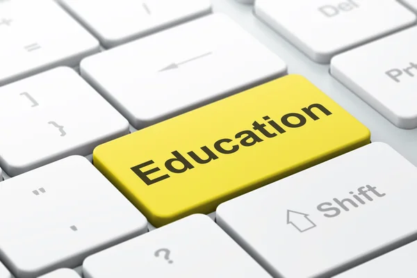 Conceito de educação: Educação sobre fundo teclado computador — Fotografia de Stock