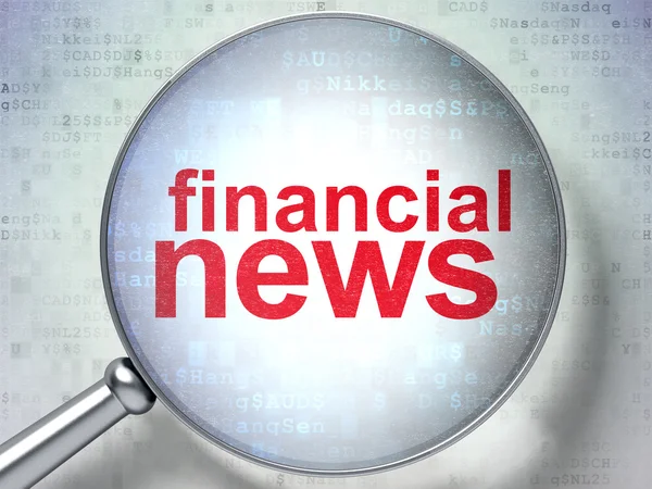 News concept: Financial News with optical glass — Stock Photo, Image