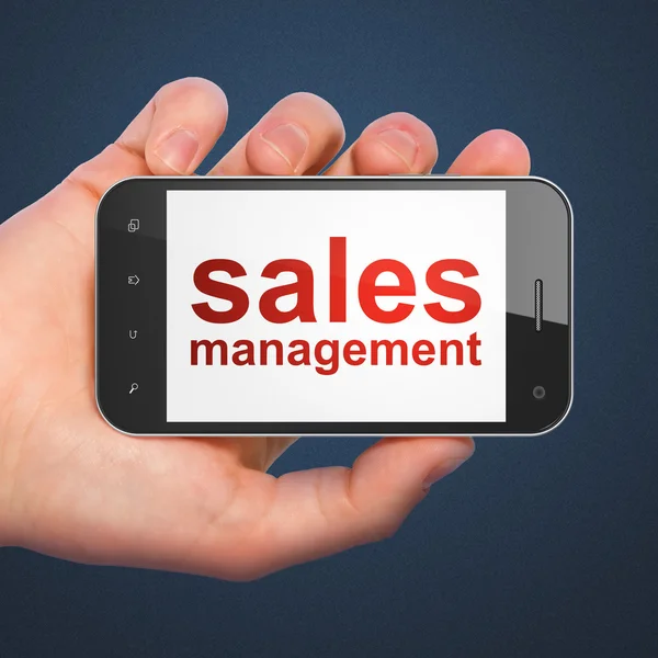Conceito de marketing: Gestão de vendas no smartphone — Fotografia de Stock