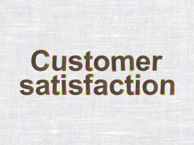 Reklam kavramı: müşteri memnuniyeti kumaş üzerine doku bac