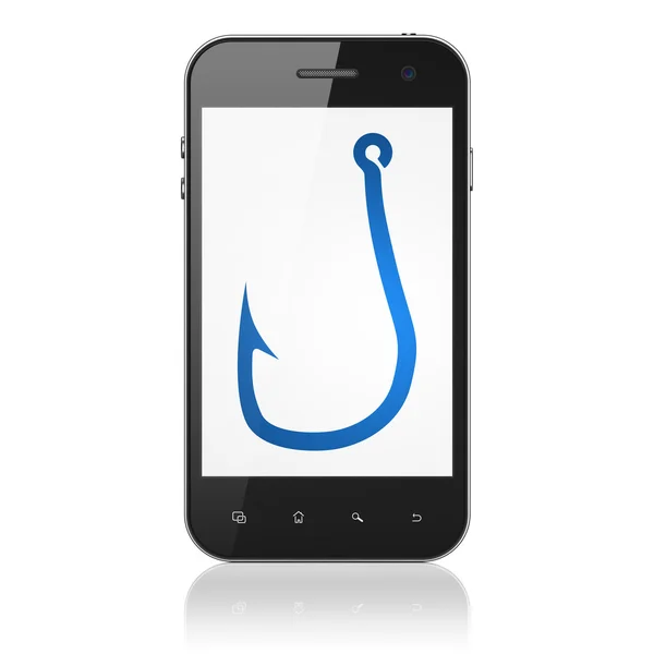Protection concept: Fishing Hook on smartphone — Stock Photo, Image