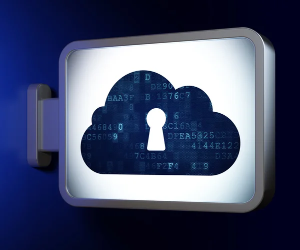 Concetto di tecnologia Cloud: Cloud con foro della serratura sul retro del cartellone — Foto Stock
