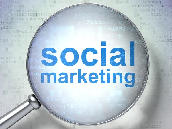 Marketing koncepció: Social Marketing optikai üveg — Stock Fotó