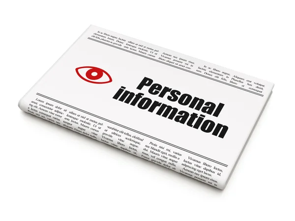 Safety news concept: newspaper with Personal Information and Eye — Stock Photo, Image