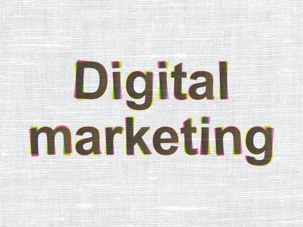 Concepto publicitario: Marketing digital en tejido de textura backgro —  Fotos de Stock