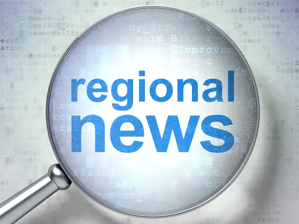 News concept: Regional News with optical glass — Stock Photo, Image