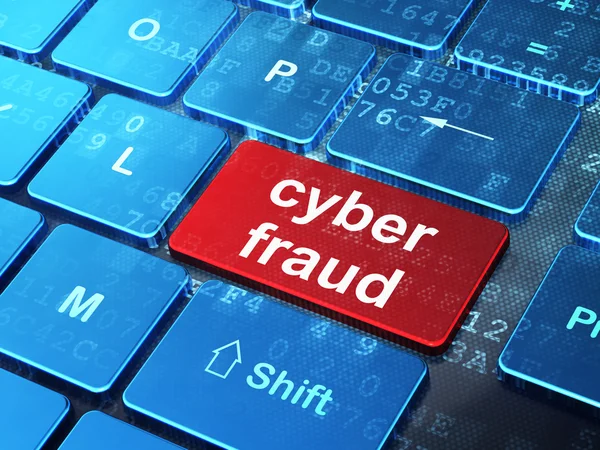 Concept de confidentialité : Cyber Fraud sur fond de clavier d'ordinateur — Photo