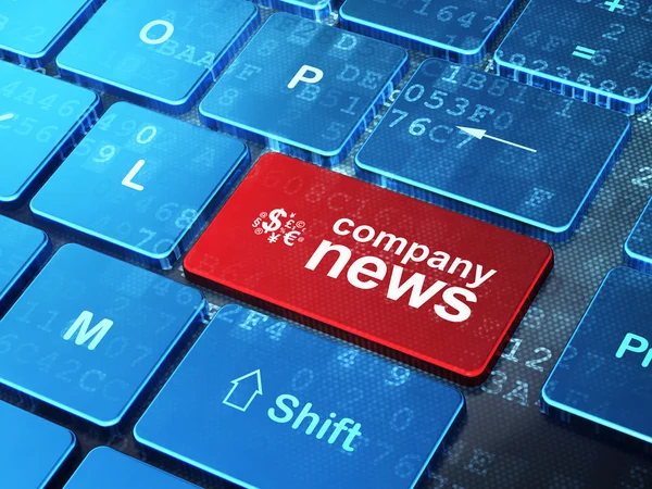 Nyhetskonsept: Finance Symbol and Company News on computer keyboa – stockfoto