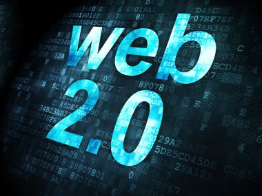 SEO web geliştirme kavramı: Web 2.0 dijital arka plan üzerinde