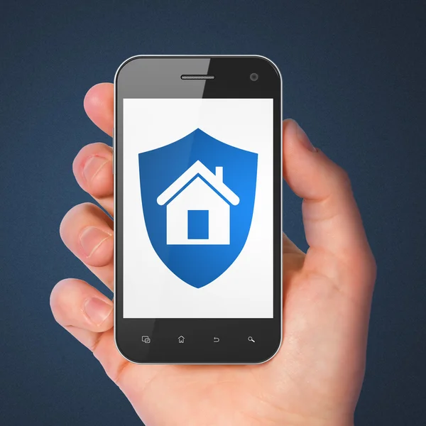 Safety concept: Shield on smartphone — Stock Photo, Image