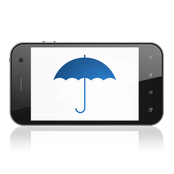 Koruma kavramı: Smartphone şemsiye — Stok fotoğraf