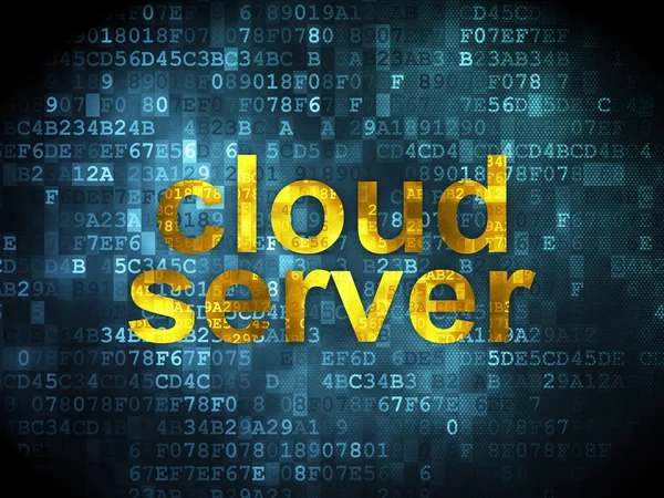 Концепція хмарних мереж: хмарний сервер на цифровому фоні — стокове фото