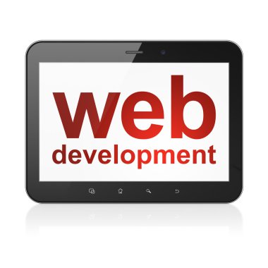 Web ontwerpconcept: web ontwikkeling op tablet pc-computer