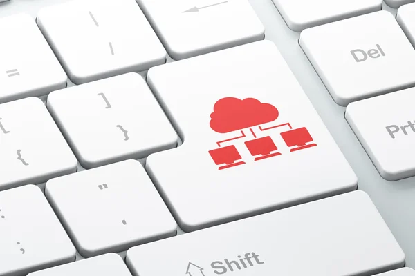 Cloud netwerken concept: Cloud netwerk op computer keyboard bac — Stockfoto