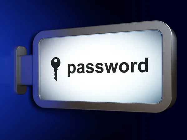 Concetto di protezione: password e chiave su sfondo cartellone — Foto Stock