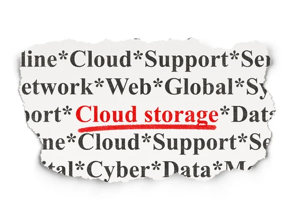 Cloud netwerken concept: cloud opslag op papier achtergrond — Stockfoto