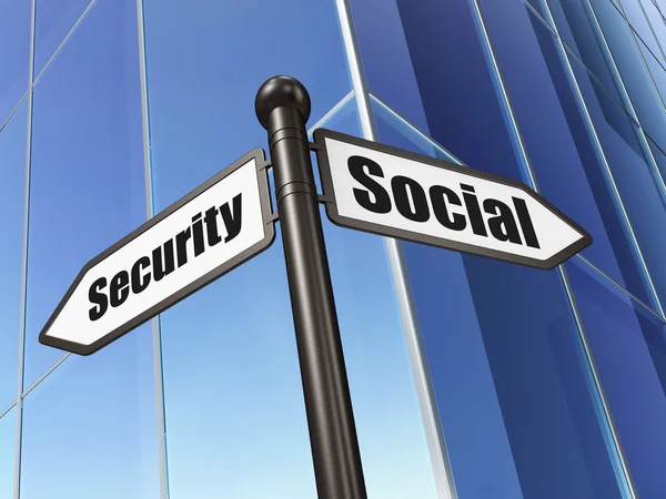 Concept de sécurité : Sécurité sociale sur fond de bâtiment — Photo
